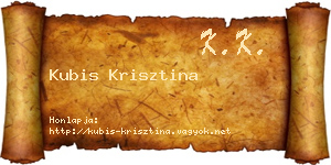 Kubis Krisztina névjegykártya